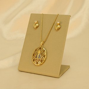 Conjunto Nossa Senhora Aparecida Folheado a Ouro 18k