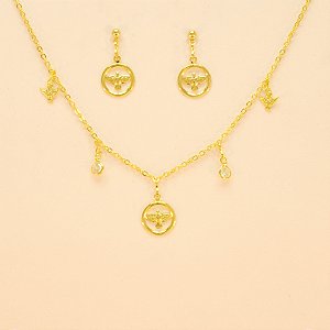 Conjunto Espírito Santo Folheado a Ouro 18k