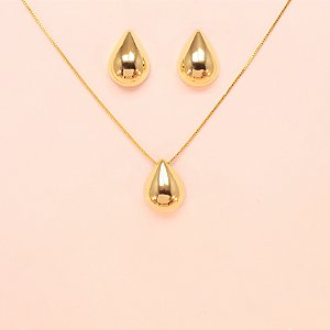 Conjunto de Gota Folheado a Ouro 18k