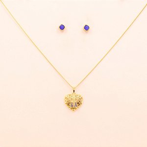 Conjunto Coração Nossa Senhora Aparecida Folheado a Ouro 18k