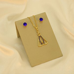 Conjunto Nossa Senhora Aparecida Folheado a Ouro 18k