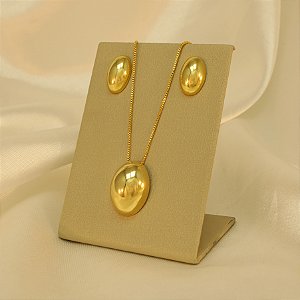 Conjunto com Design Oval Banhado a Ouro 18k
