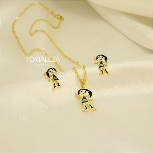 Conjunto Show da Luna com Resina Banhado a Ouro 18k