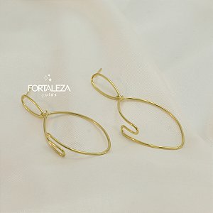 Brinco Aro Liso Orgânico Banhado a Ouro 18k