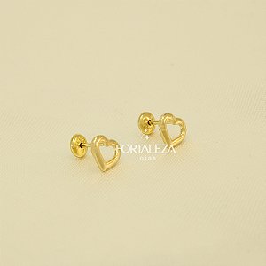 Brinco Coração Vazado Banhado a Ouro 18k