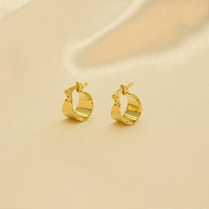 Brinco Argola com Fecho Italiano Folheado a Ouro 18k