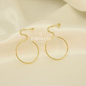 Brinco Linha Ondulado Banhado a Ouro 18k