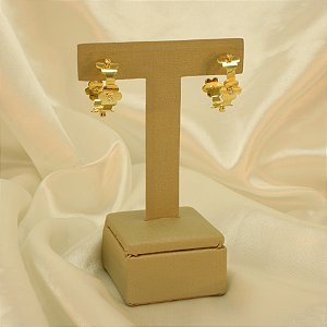 Brinco de Argola com Flor e Zircônia Banhado a Ouro 18k