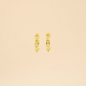 Brinco Argola com Zircônias Cristal Folheado a Ouro 18k