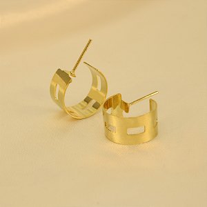 Brinco Argola com Design Vazado Banhado a Ouro 18k
