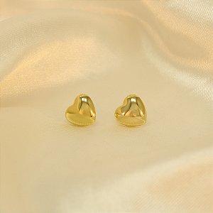 Brinco Coração Polido Folheado a Ouro 18k