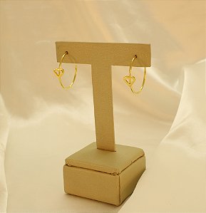 Brinco de Argola com Coração Folheado a Ouro 18k