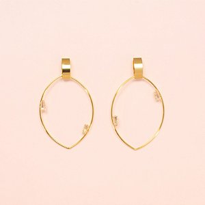 Brinco Aro Gota com Zircônia Folheado a Ouro 18k