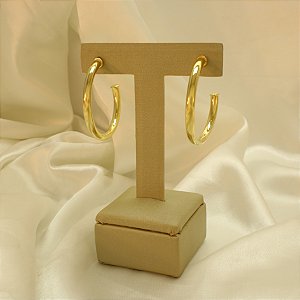 Brinco de Argola Tubo Lisa Banhado a Ouro 18k