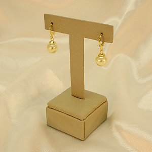 Brinco Argola com Pérola Folheado a Ouro 18k