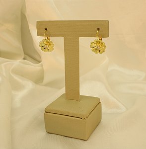 Brinco de Flor com Fecho Italiano Folheado a Ouro 18k