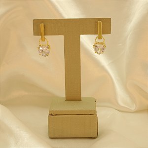 Brinco de Coração com Zircônia Folheado a Ouro 18k