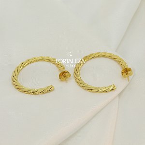 Brinco Argola Torcido Banhado a Ouro 18k