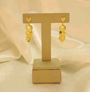 Brinco com Corações Folheado a Ouro 18k