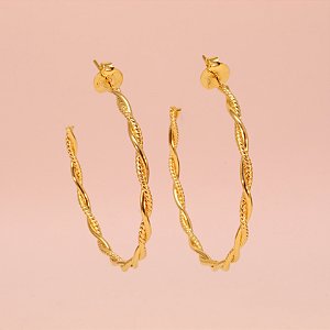 Brinco Argola Torcido Folheado a Ouro 18k