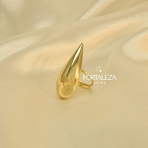 Anel com Design em Gota Banhado a Ouro 18k