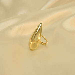 Anel com Design em Gota Folheado a Ouro 18k