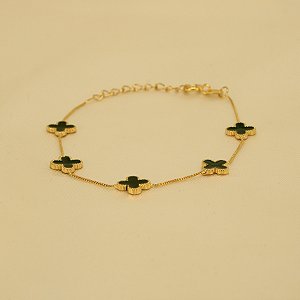 Pulseira de Trevo com Resina Folheado a Ouro 18k