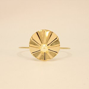 Bracelete de Flor Orgânica e Pérola Banhado a Ouro 18k