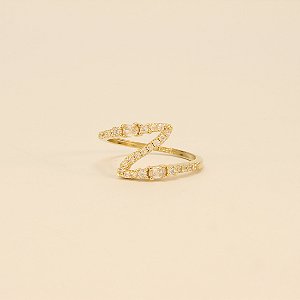 Anel Cravejado com Zircônia Cristal Folheado a Ouro 18k