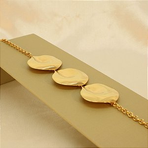Pulseira com Design Martelado Folheado a Ouro 18k