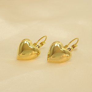 Brinco de Coração com Fecho Italiano Banhado a Ouro 18k