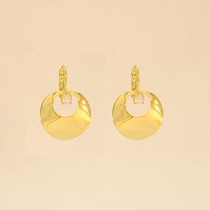 Brinco Fecho Italiano com Zircônia Folheado a Ouro 18k