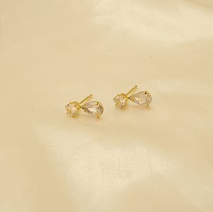 Brinco Gota em Zircônia Folheado a Ouro 18k