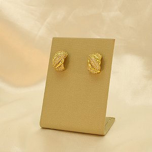 Brinco Cravejado Folheado a Ouro 18k