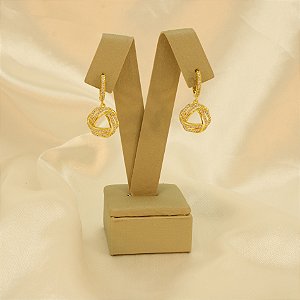 Brinco Argola Cravejado Folheado a Ouro 18k