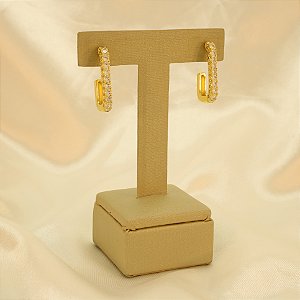 Brinco Argola Cravejado Folheado a Ouro 18k