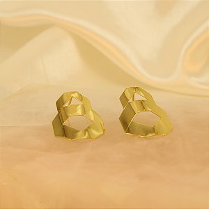 Brinco com Design Geométrico Folheado a Ouro 18k
