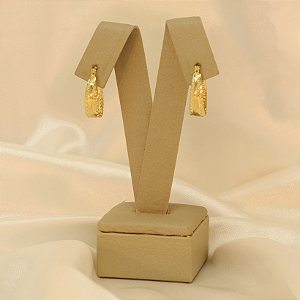 Brinco Argola Pontilhado Folheado a Ouro 18k