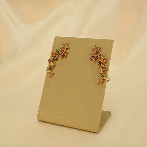 Brinco Ear Cuff de Estrelas Folheado a Ouro 18k