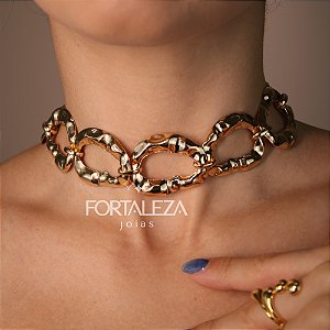 Gargantilha com Design Orgânico Banhado a Ouro 18k