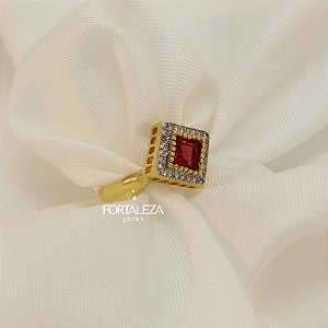 Anel Cravejado com Zircônia Banhado a Ouro 18k