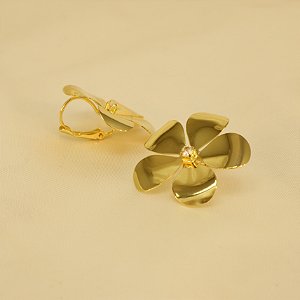 Brinco de Flor com Zircônia Folheado a Ouro 18k