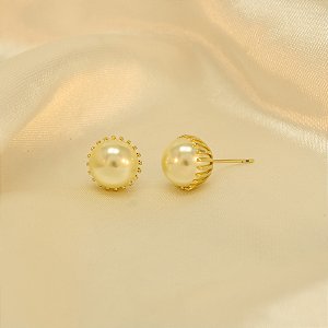 Brinco com Design de Pérola Folheado a Ouro 18k