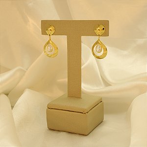 Brinco de Gota Vazada com Zircônia Folheado a Ouro 18k