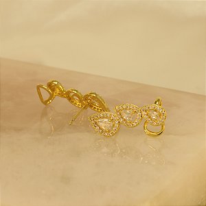 Brinco Ear Cuff Gotas em Zircônia Folheado a Ouro 18k