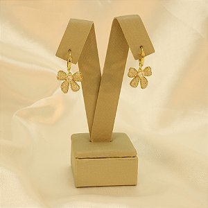 Brinco Argola de Laço Cravejado Folheado a Ouro 18k