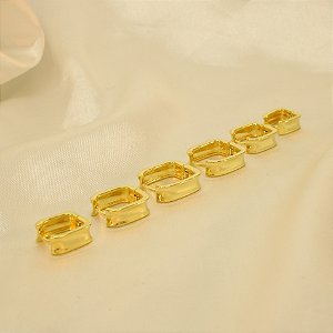 Brinco Argola em Trio Quadrado Folheado a Ouro 18k