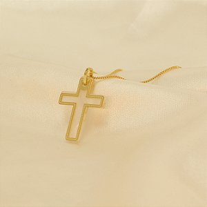 Gargantilha de Cruz Banhado a Ouro 18k