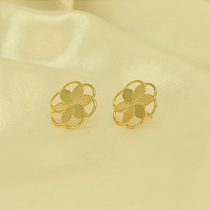 Brinco de Flor Vazado Banhado a Ouro 18k