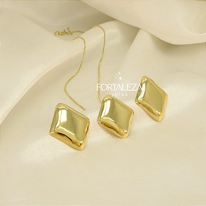 Conjunto com Design Geométrico Banhado a Ouro 18k